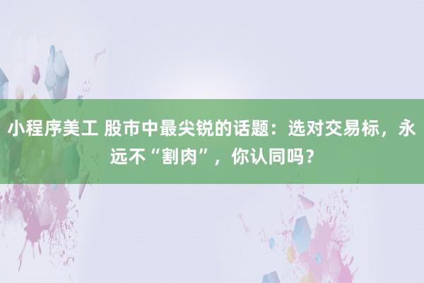 小程序美工 股市中最尖锐的话题：选对交易标，永远不“割肉”，你认同吗？